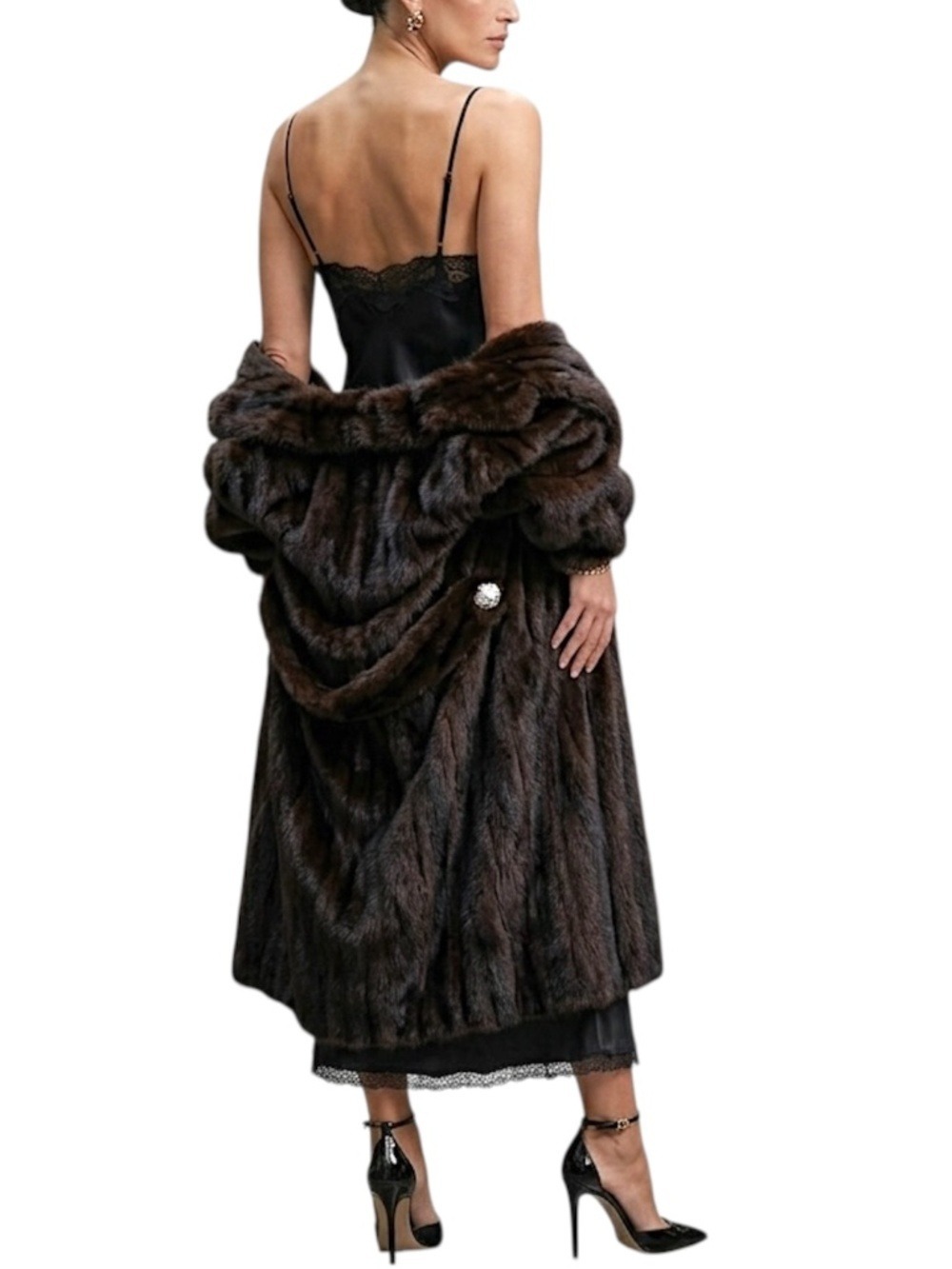 Vintage 70s 80s Canada Majestic Mink black brown full length ranch mink coat